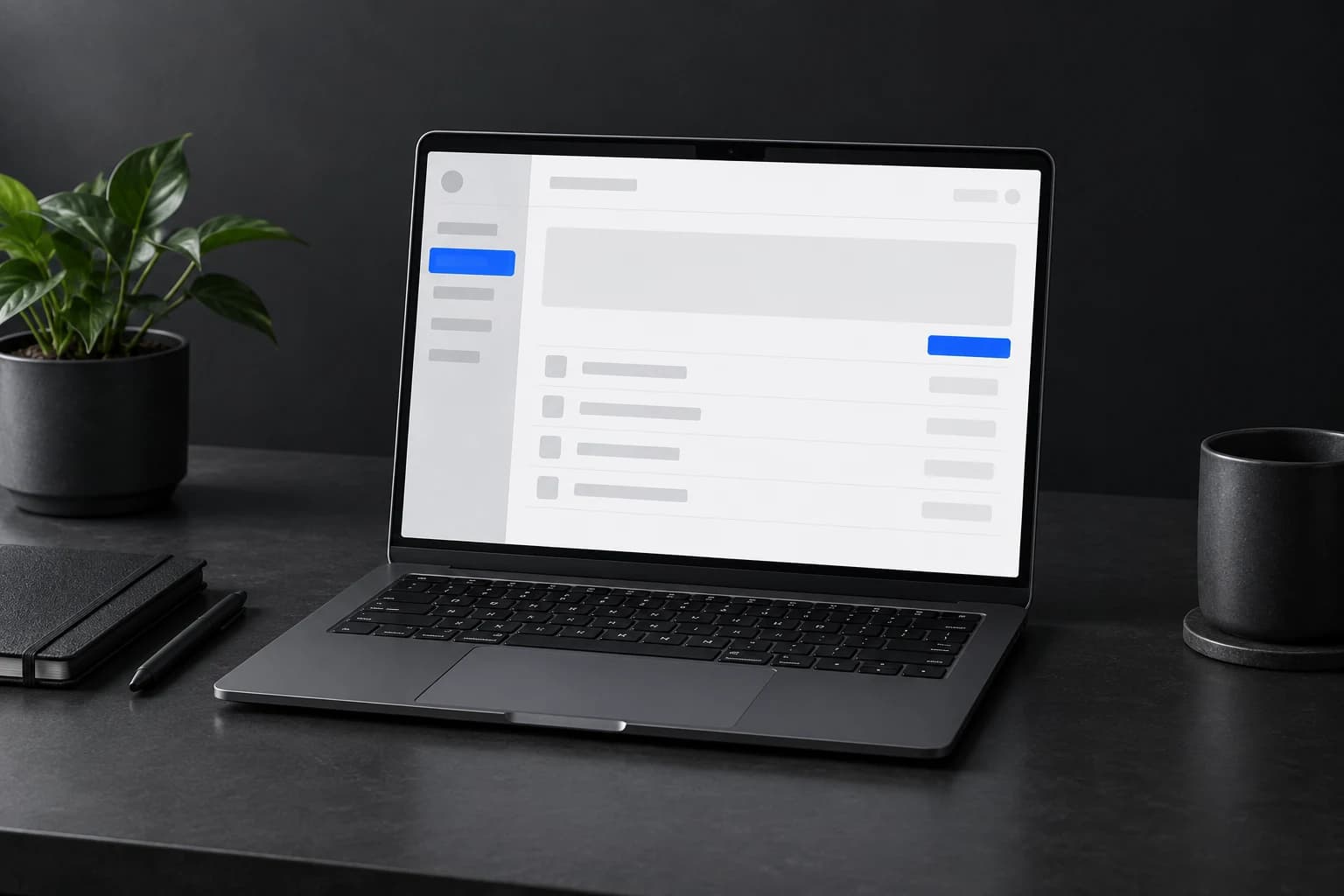 Concept illustration of a business application on a laptop.